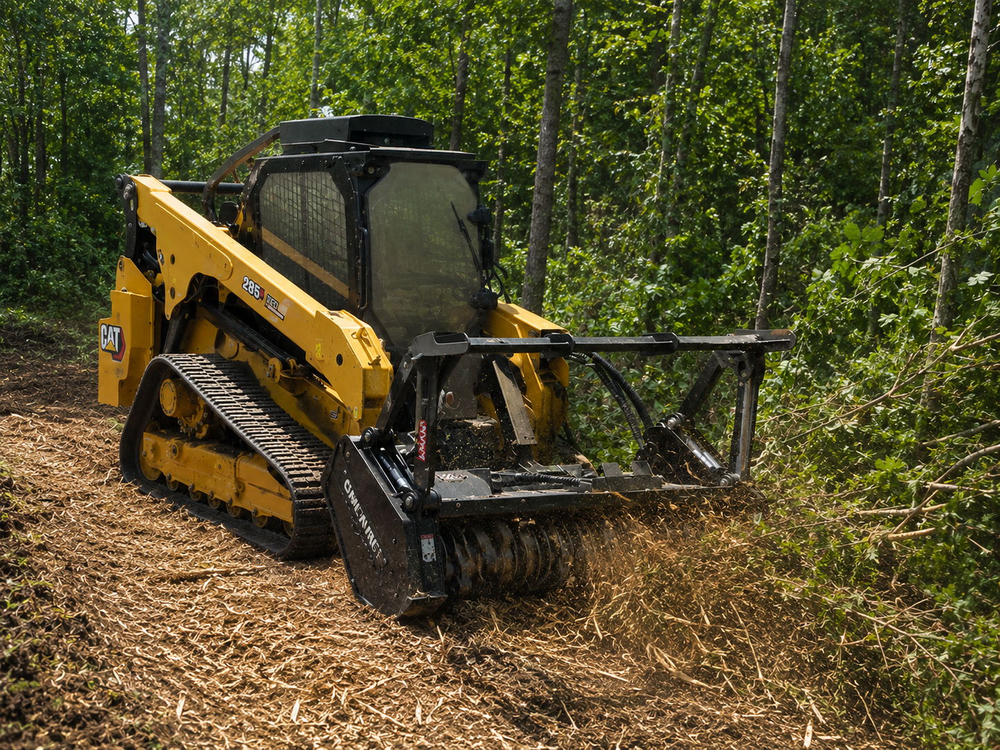 Forestry mulching equipment clearing land