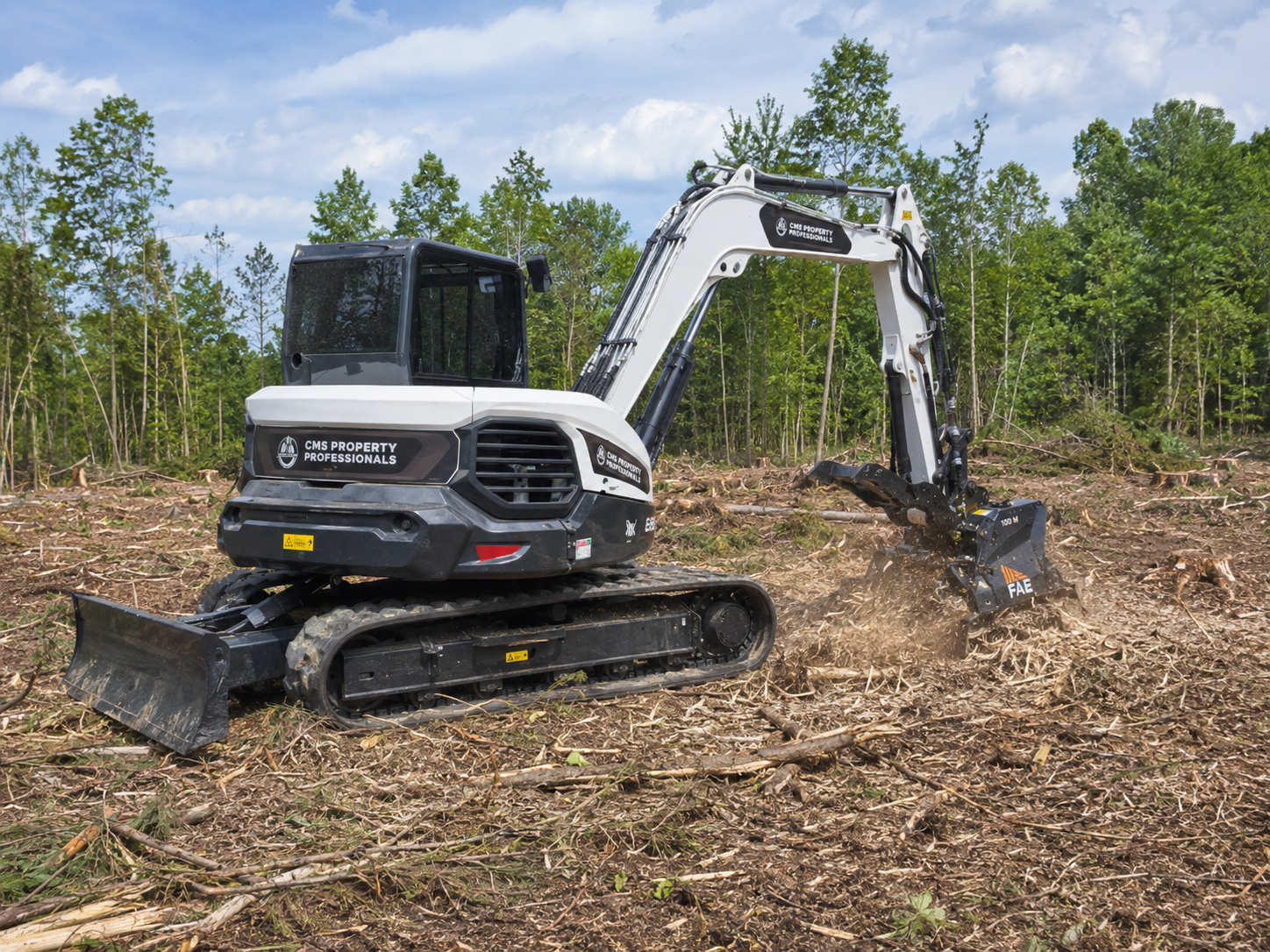 Forestry mulching process with heavy machinery