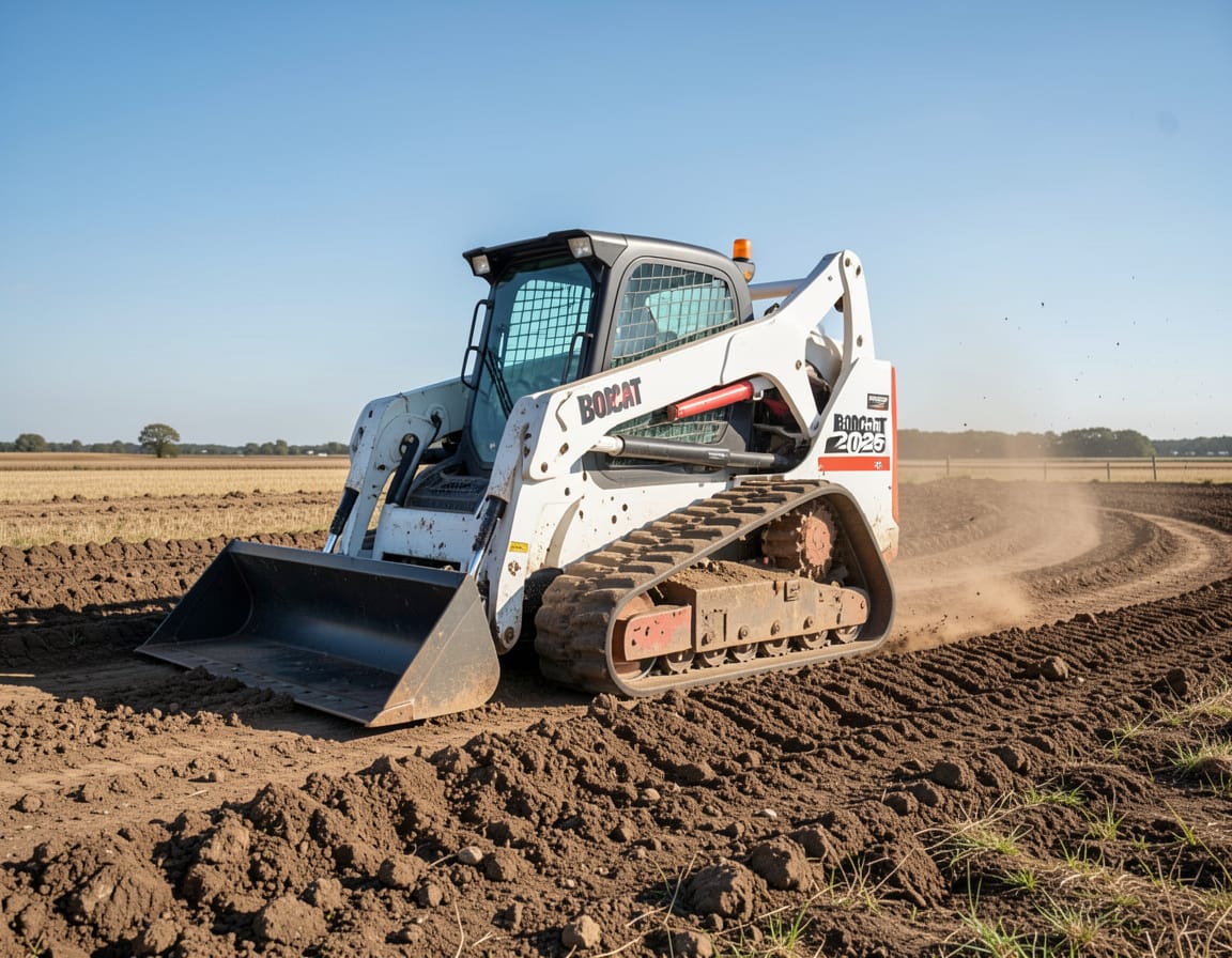 Land grading equipment leveling a property